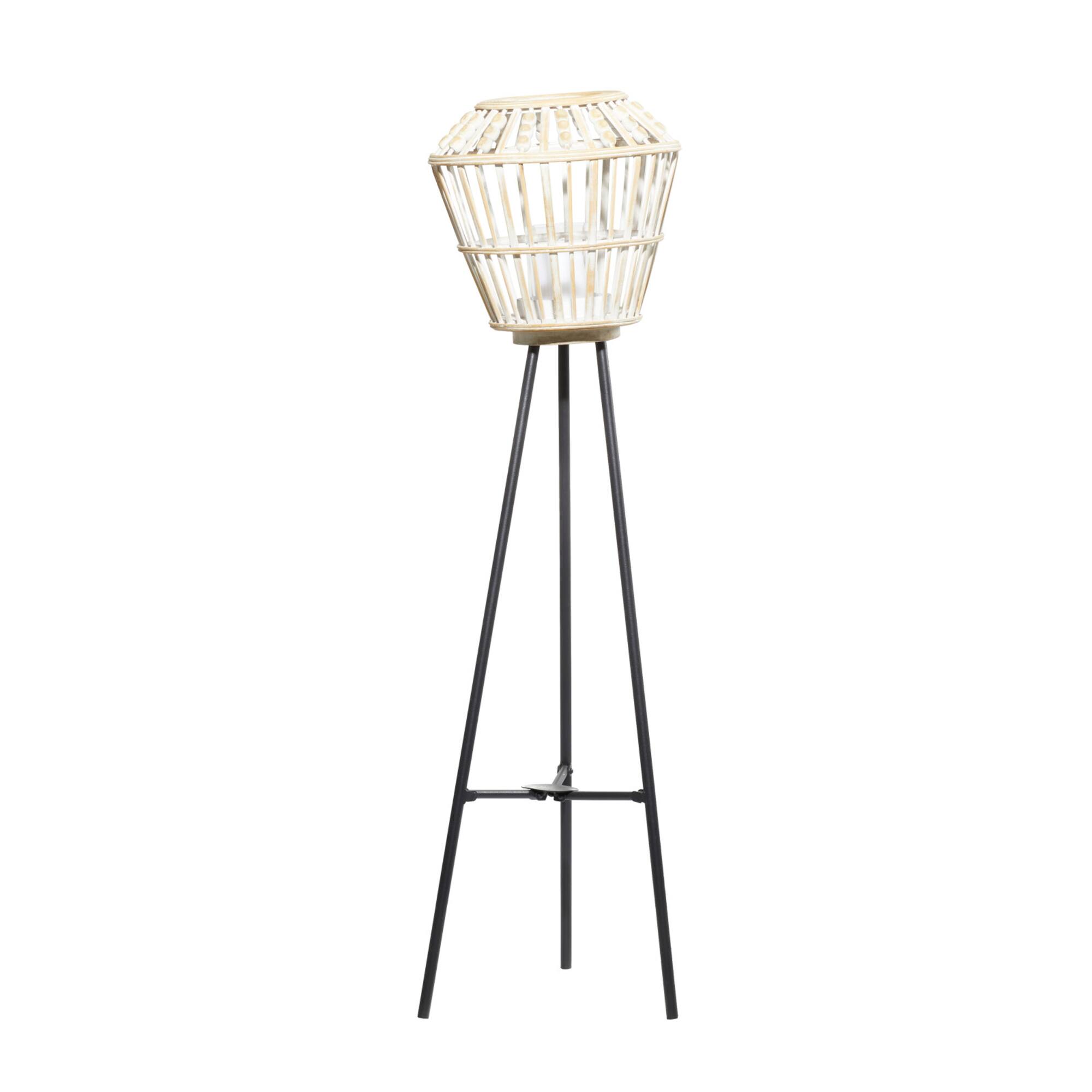White Metal Natural Lantern, 40" x 11" x 11"